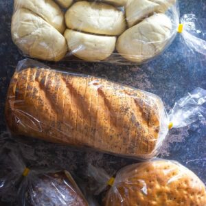 brown bread in clear plastic pack